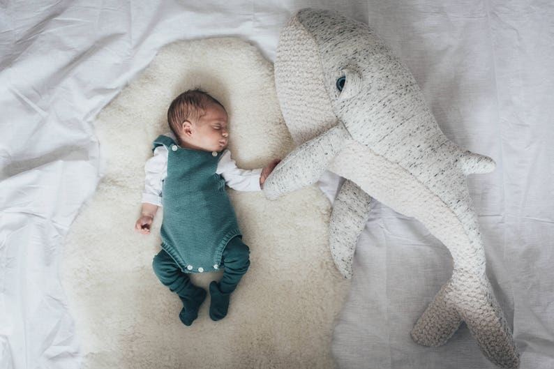 Animale di pezza grande balena Peluche gigante dell'oceano Peluche grande balena morbido e coccoloso Decorazione nautica per la cameretta dei bambini, camera dei bambini, regalo per il baby shower immagine 7