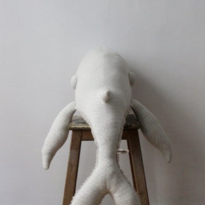 Big Albino Whale Handmade Stuffed Animal image 4