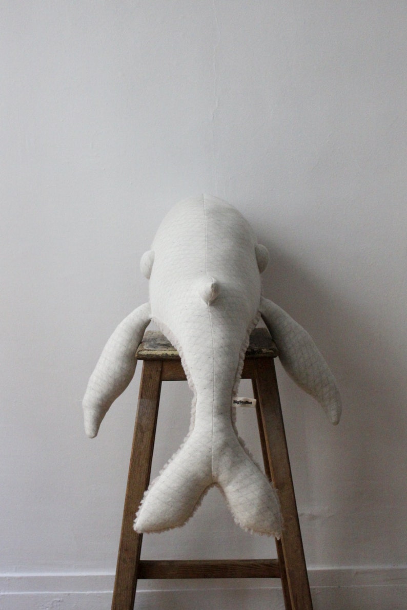 Big Albino Whale Handmade Stuffed Animal image 4