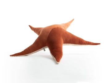 Big Red Velvet Sea Star - Handmade Stuffed Animal / pillow