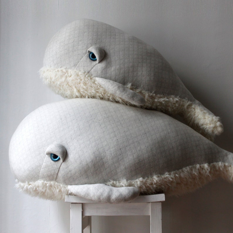 Handmade Big Whale Stuffed Animal Ocean-Themed Plush Toy Nautical Nursery Decor Soft Whale Toy for Kids Unique Whale Gift image 4