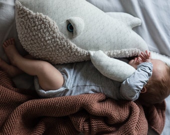 Small Albino Whale - Whale Toy | Nursery Decor | Aesthetic Room Decor | Handmade Plush Toy