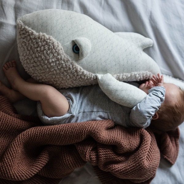 Small Whale Stuffed Animal - Cute Plush Toy for Kids - Ocean-Themed Nursery Decor - Soft and Cuddly Toy - Unique Handmade Gift for Children