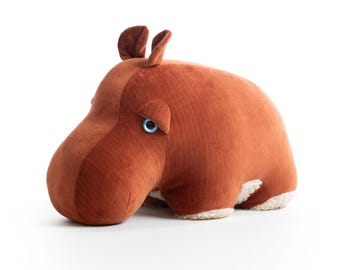 Big Red Velvet Hippo - Handmade Stuffed Animal