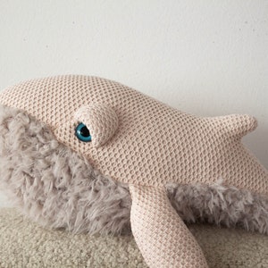 Handmade Whale Stuffed Animal Cute Plush Toy for Kids Soft Pink Nursery Decor Ocean-Themed Baby Gift Unique Gift for Girls and Boys image 3
