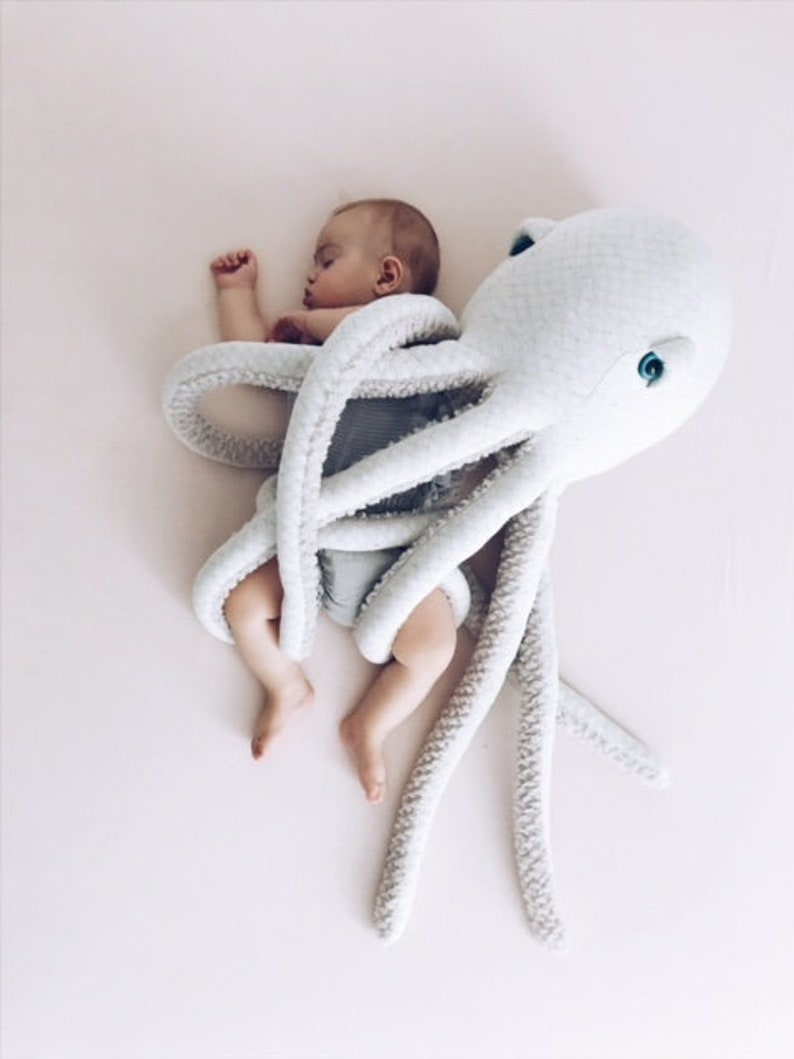 Big Albino Octopus Handmade Stuffed Animal image 9