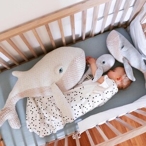 Handmade Big White Whale Stuffed Animal Plush Toy Ocean-Themed Nursery Decor Nautical Soft Toy Unique Gift for Kids and Sea Lovers image 9