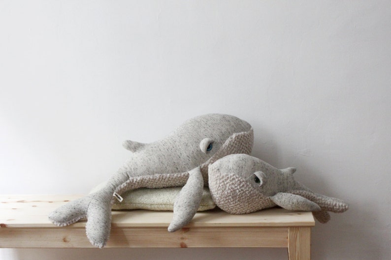 Large Whale Stuffed Animal Giant Plush Ocean Toy Soft and Cuddly Big Whale Plushie Nautical Nursery Decor, Kids Room, Baby Shower Gift image 5