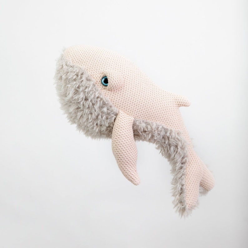 Handmade Whale Stuffed Animal Cute Plush Toy for Kids Soft Pink Nursery Decor Ocean-Themed Baby Gift Unique Gift for Girls and Boys image 1