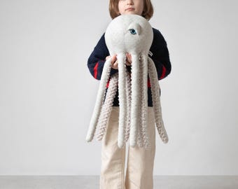 Small Albino Octopus - Handmade Plush toy