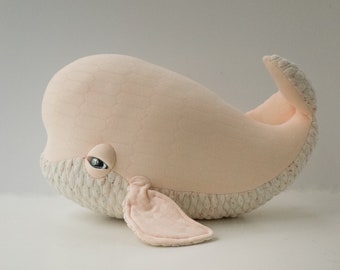 Pink Beluga Stuffed Animal - Cute Plush Toy for Kids - Soft Small Beluga Whale Toy - Handmade Ocean-Themed Gift - Nursery Decor