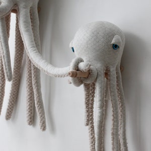 Small Albino Octopus Handmade Stuffed Animal image 2