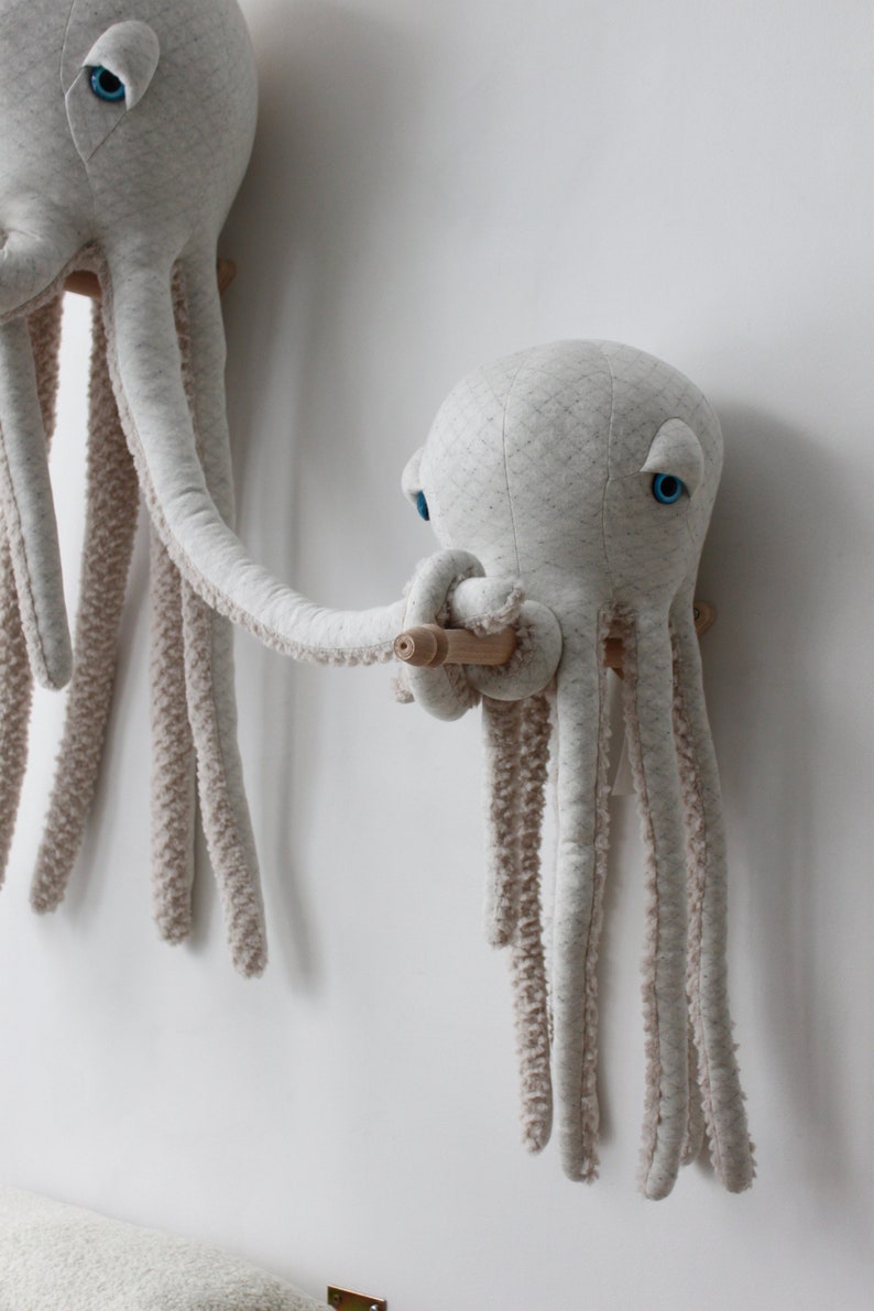 Small Albino Octopus Handmade Stuffed Animal image 2