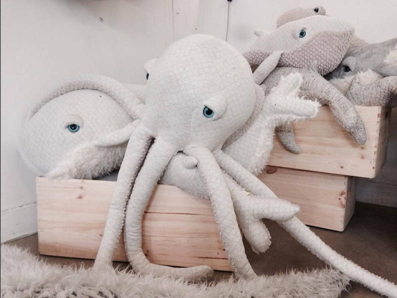 Big Albino Octopus Handmade Plush toy image 9