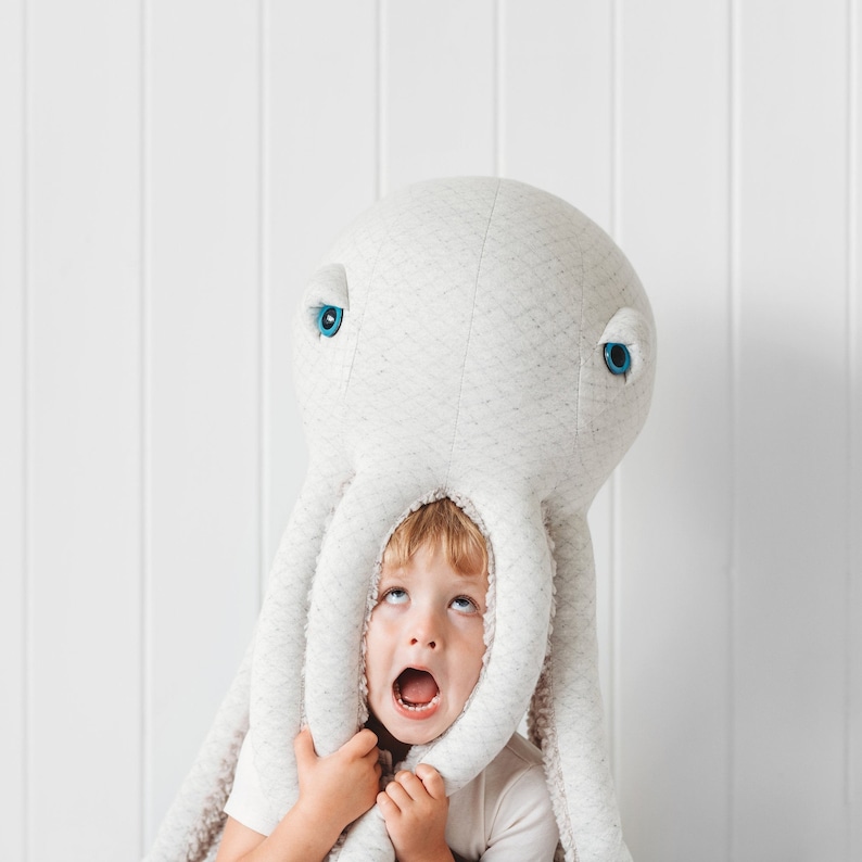 Big Albino Octopus Handmade Plush toy image 1