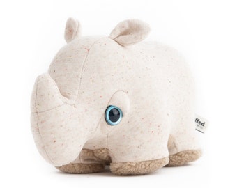 The Mini Rhino - Handmade Stuffed Animal - Small Stuffed Animal for Kids, Nursery Decor, Baby Shower Gift