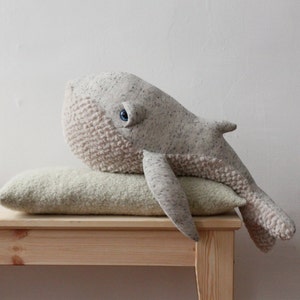 Handcrafted Small Whale Stuffed Animal Cute Ocean Plush Toy Nautical Nursery Decor Whale Lover Gift Soft Cuddly Toy image 1