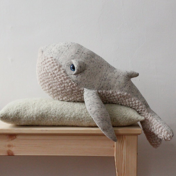 Handcrafted Small Whale Stuffed Animal - Cute Ocean Plush Toy - Nautical Nursery Decor - Whale Lover Gift - Soft Cuddly Toy