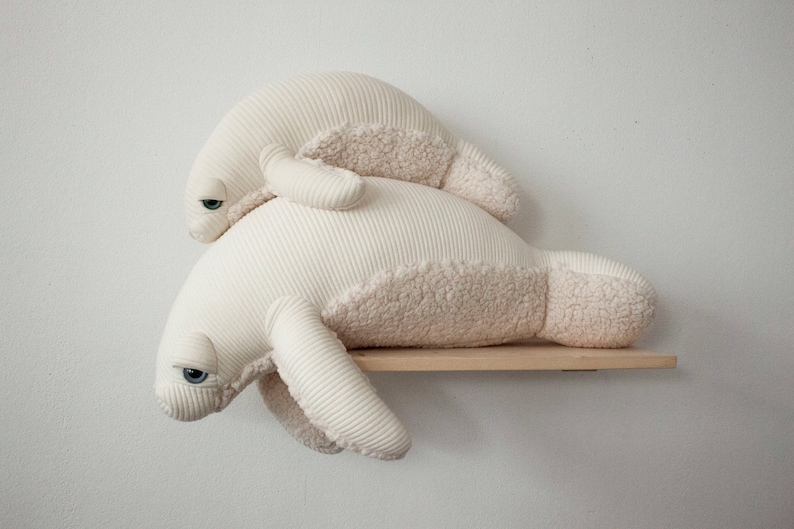 Small Albino Manatee Handmade Stuffed animal image 4