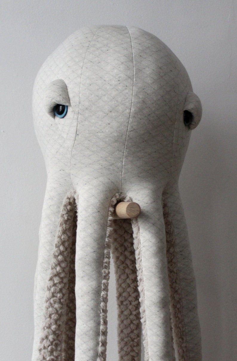 Big Albino Octopus Handmade Stuffed Animal image 2