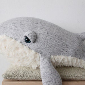 Large Whale Stuffed Animal Soft Plush Ocean Creature Toy Handmade Nautical Nursery Decor Unique Gift for Kids and Marine Enthusiasts image 2