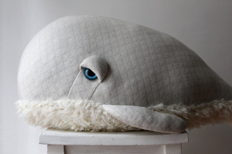 Large White Whale Stuffed Animal Plush Ocean Toy, Nautical Nursery Decor, Whale Plushie Gift Soft and Cuddly Toy for Kids and Adults image 4