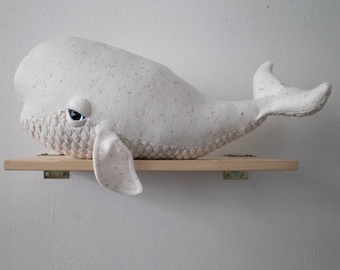 Large White Beluga Stuffed Animal - Plush Arctic Whale Toy - Soft Cuddly Ocean Creature - Unique Handmade Gift