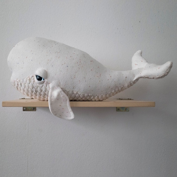 Peluche de ballena beluga blanca grande - Ballena ártica de peluche - Criatura marina suave y adorable - Regalo único hecho a mano