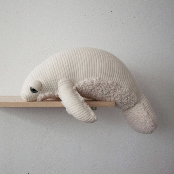 Adorable Small White Manatee Plush Toy - Handcrafted Ocean-Inspired Cuddly Stuffed Animal - Cute Nautical Gift