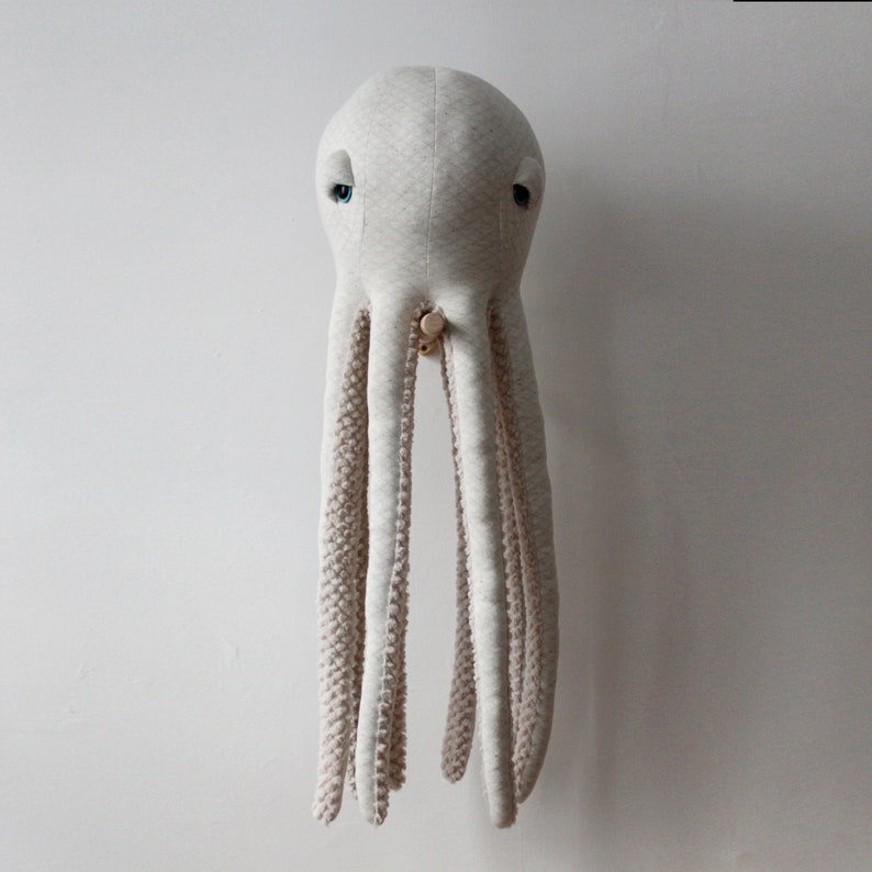 Big Albino Octopus Handmade Stuffed Animal image 1