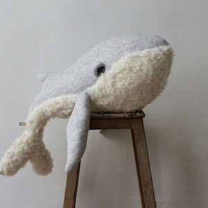 Large Whale Stuffed Animal Soft Plush Ocean Creature Toy Handmade Nautical Nursery Decor Unique Gift for Kids and Marine Enthusiasts image 3