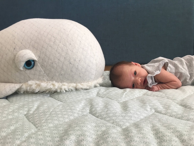 Large White Whale Stuffed Animal Plush Ocean Toy, Nautical Nursery Decor, Whale Plushie Gift Soft and Cuddly Toy for Kids and Adults image 9