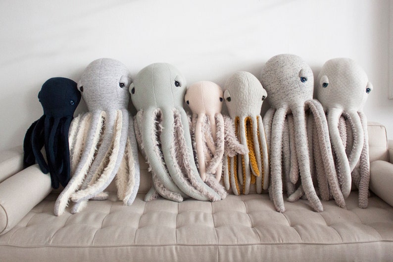 Big Albino Octopus Handmade Stuffed Animal image 10