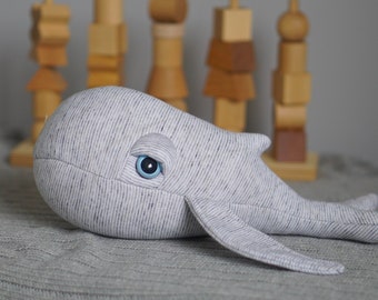 Handmade Mini Whale Stuffed Animal - Cute Ocean Plushie Toy - Soft Whale - Nautical Nursery Decor - Gift for Kids and Marine Life Lovers