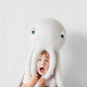 Big Albino Octopus Handmade Stuffed Animal image 8