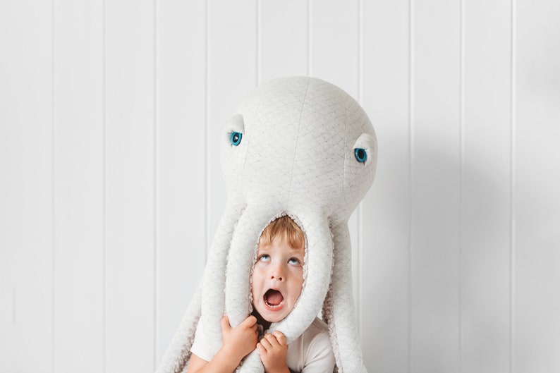 Big Albino Octopus Handmade Stuffed Animal image 8
