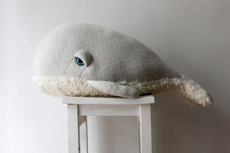 Large White Whale Stuffed Animal Plush Ocean Toy, Nautical Nursery Decor, Whale Plushie Gift Soft and Cuddly Toy for Kids and Adults image 3