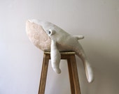 Big Albino Whale Stuffed Animal <0> Plush Toy <0> Cotton Jersey & Cotton Faux Fur