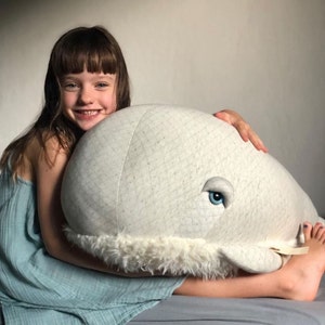 XXL Albino Bubble whale - Handmade plush toy