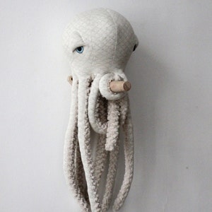 Small Albino Octopus Handmade Stuffed Animal image 1