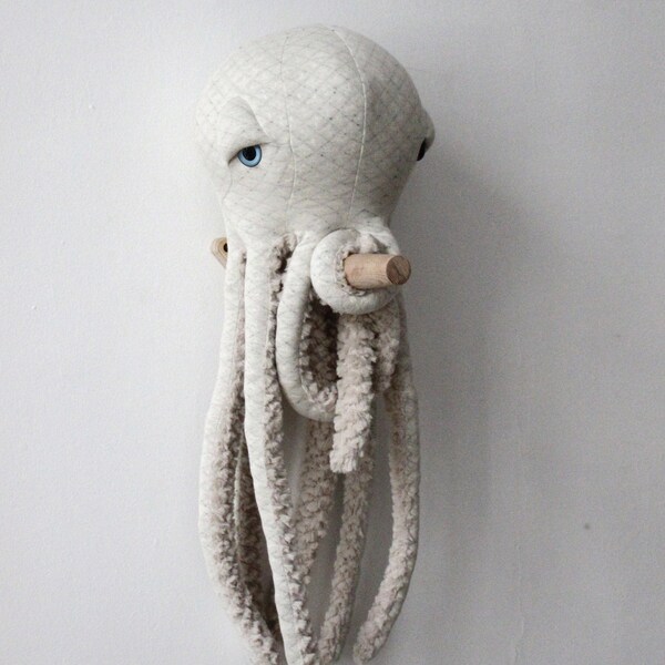 Small Albino Octopus - Handmade Stuffed Animal