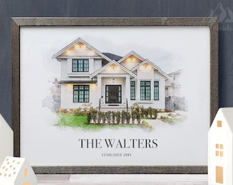 Custom House Portrait, New Home Gift, Home Gift, Real Estate Agent Closing Gift, Realtor Client Gift, Homeowner Gift, Commercial property
