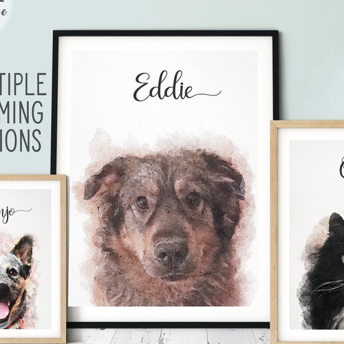 Pet Portrait. Custom Pet Portrait, Pet Memorial, Pet Gift, New Pet Gift, Watercolor Pet Portrait, Digitally Mastered Watercolor effect