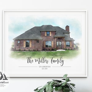 Realtor Closing Gift. Custom House Portrait. Housewarming Gift. New Home Gift. Watercolor Home Portrait.Digitally Mastered Watercolor effect