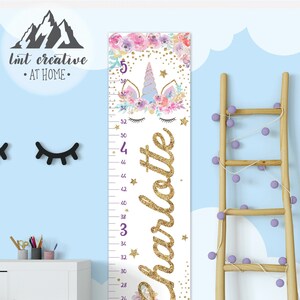Unicorn Growth Chart. Personalized Growth Chart. Personalized Growth Chart Girl. Growth Chart Ruler. Nursery Decor. Girls Room Decor.
