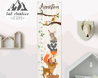 Woodland Growth Chart. Personalized Growth Chart. Personalized Growth Chart Girl. Growth Chart Ruler. Nursery Decor. Girls Room Decor.