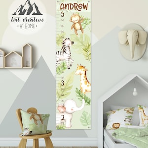 Jungle Growth Chart. Personalized Canvas Growth Chart. Jungle Room Decor. Nursery Decor. Boys Room Decor. Animals Kids Room