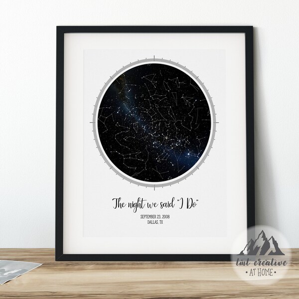 First Anniversary Gift. Personalized Star Map. Personalized Anniversary Gift. Realistic Star Map. Anniversary Gift for Husband, Wife, Men