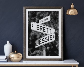 Street Sign Print, Custom Valentines Day Gift, Couple Print, Gift for him, Personalized Valentines Day Gift for her, Wedding, Anniversary