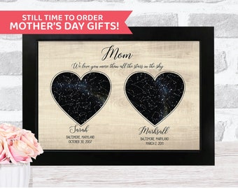 Gift for Her Custom Star Map, Gift for Mom, Personalized Gift for Mom, Gift for Grandma, Gift for Wife, Christmas Gift for Her